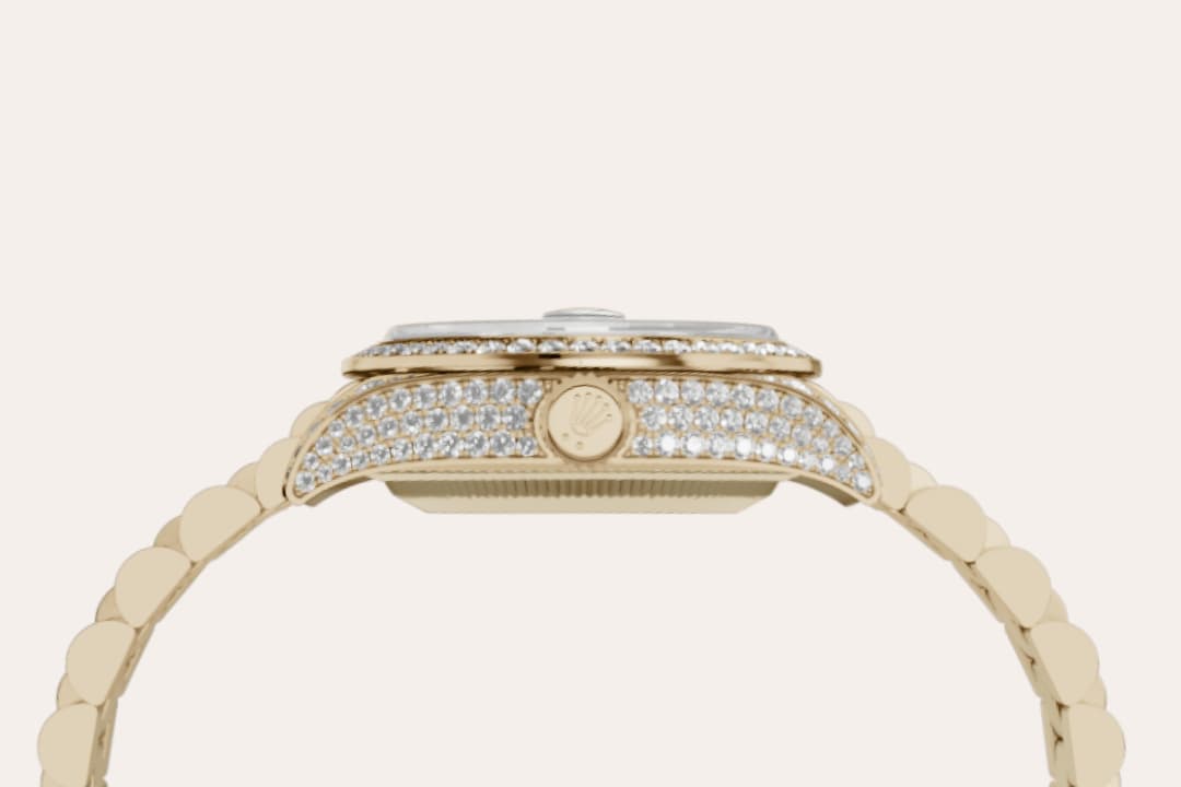 Rolex Lady-Datejust in 18 ct yellow gold with case sides and lugs set with diamonds, M279458RBR-0001 - Srichai Watch