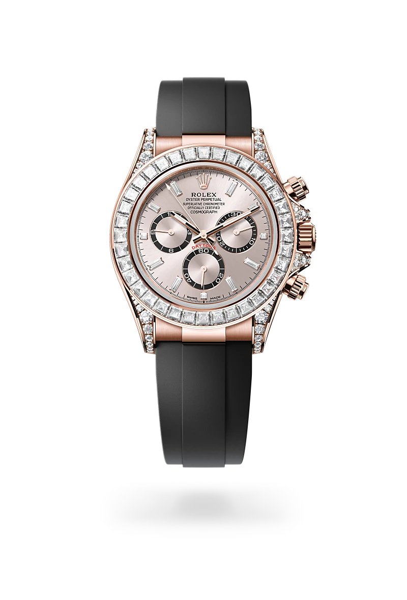 Rolex Cosmograph Daytona in เอเวอร์โรสโกลด์ 18 กะรัต พร้อมสลักตะขอประดับเพชร, M126535TBR-0002 - Srichai Watch