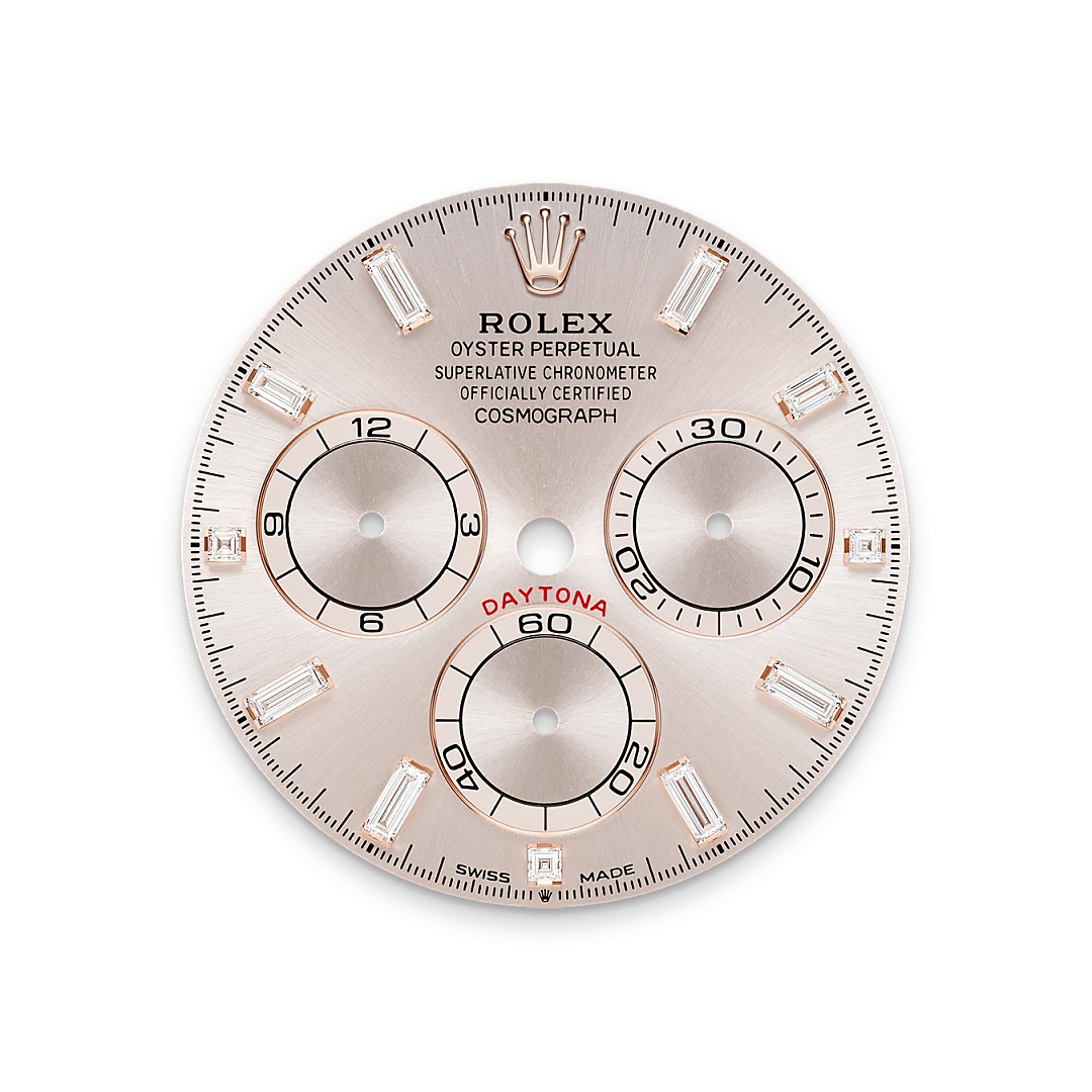 Rolex Cosmograph Daytona in เอเวอร์โรสโกลด์ 18 กะรัต พร้อมสลักตะขอประดับเพชร, M126595TBR-0001 - Srichai Watch