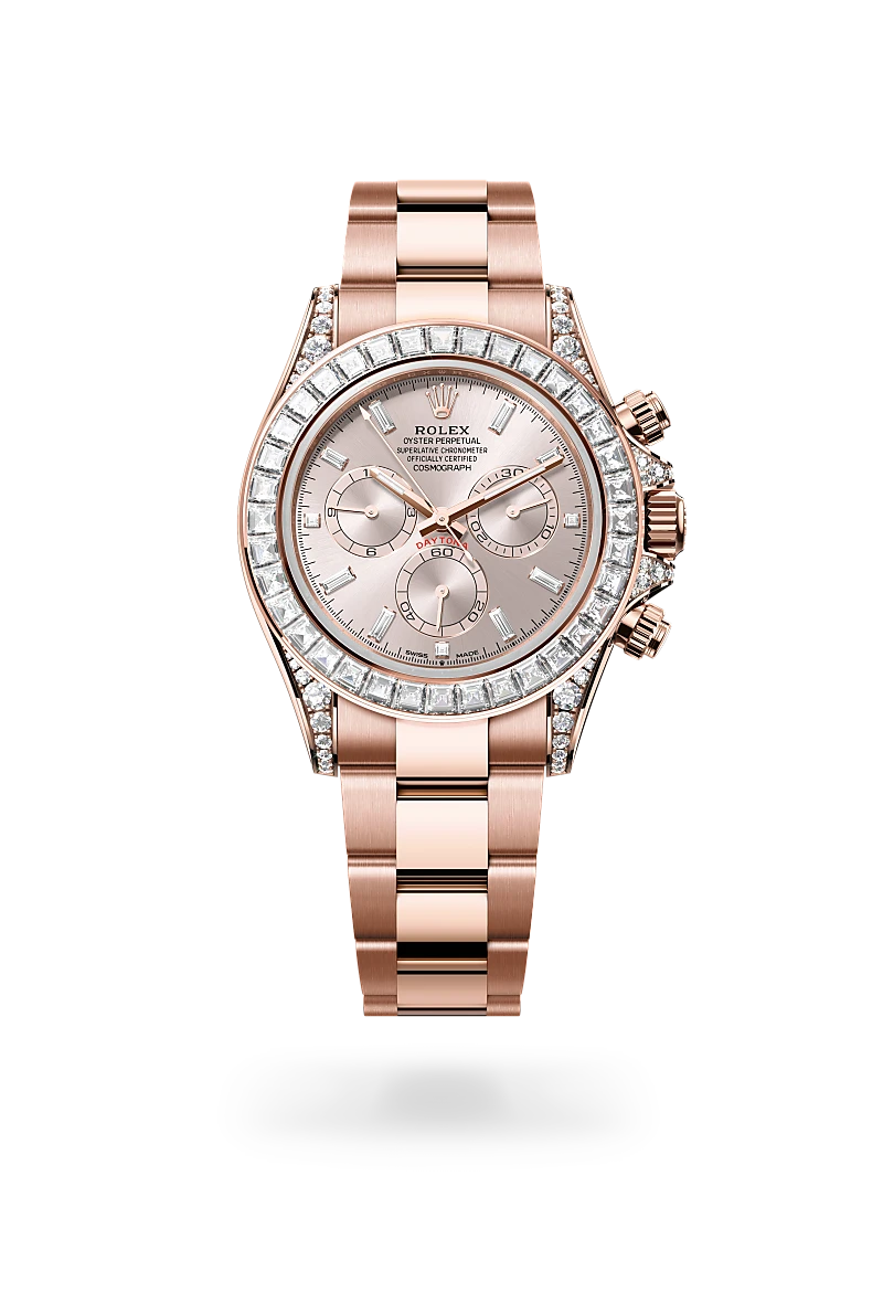 Rolex Cosmograph Daytona in 18 ct Everose gold with lugs set with diamonds, M126595TBR-0001 - Srichai Watch